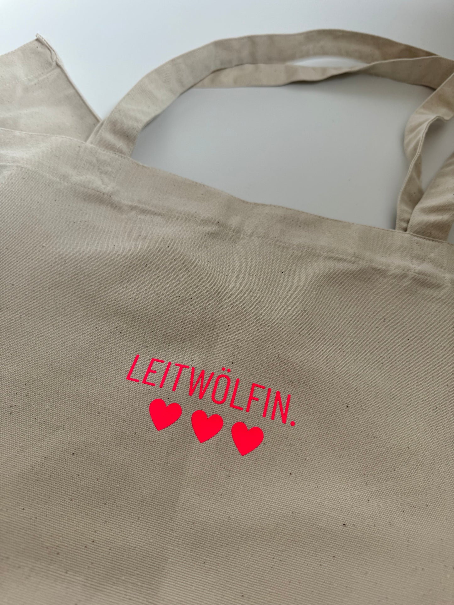 Einkaufstasche 'Leitwölfin.' Natural / Neon Orange|Pink