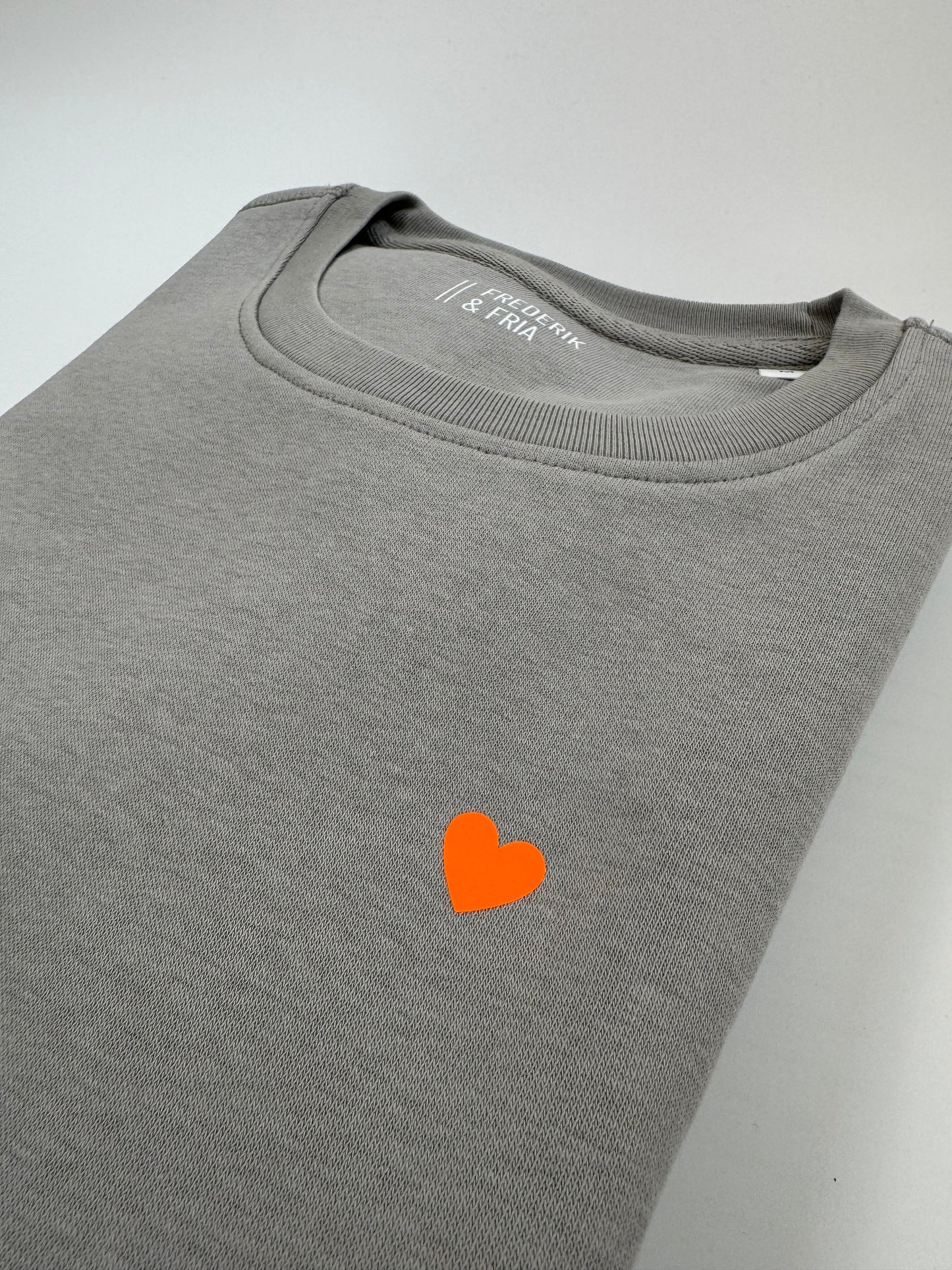 Sweatshirt Unisex, Herzdruck Neon Orange