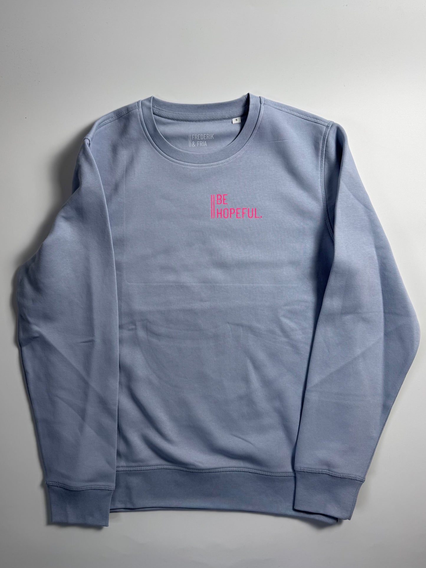Sweatshirt Unisex 'Be hopeful.': Serene Blue / Neon Pink
