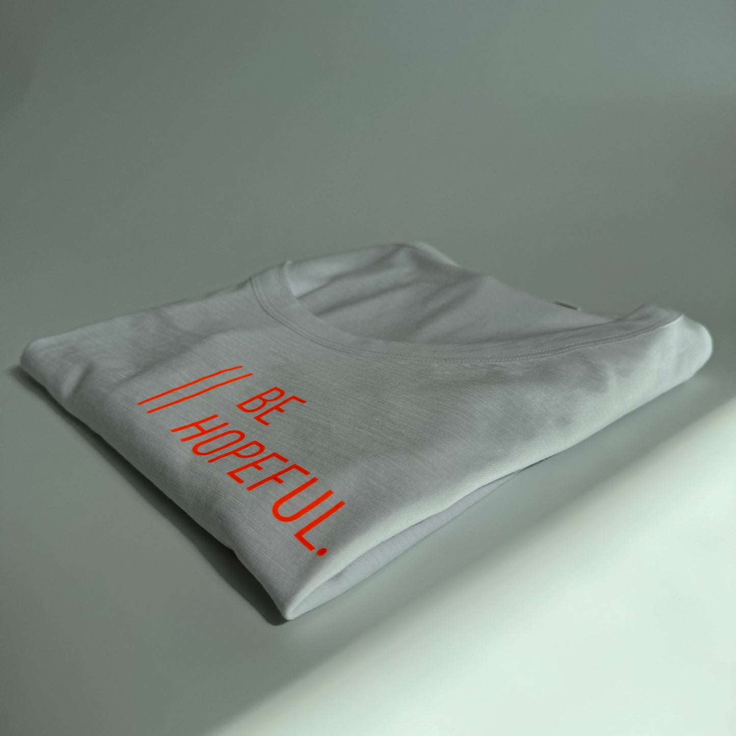 T-Shirt Frauen 'Be hopeful.': weiß / neon orange