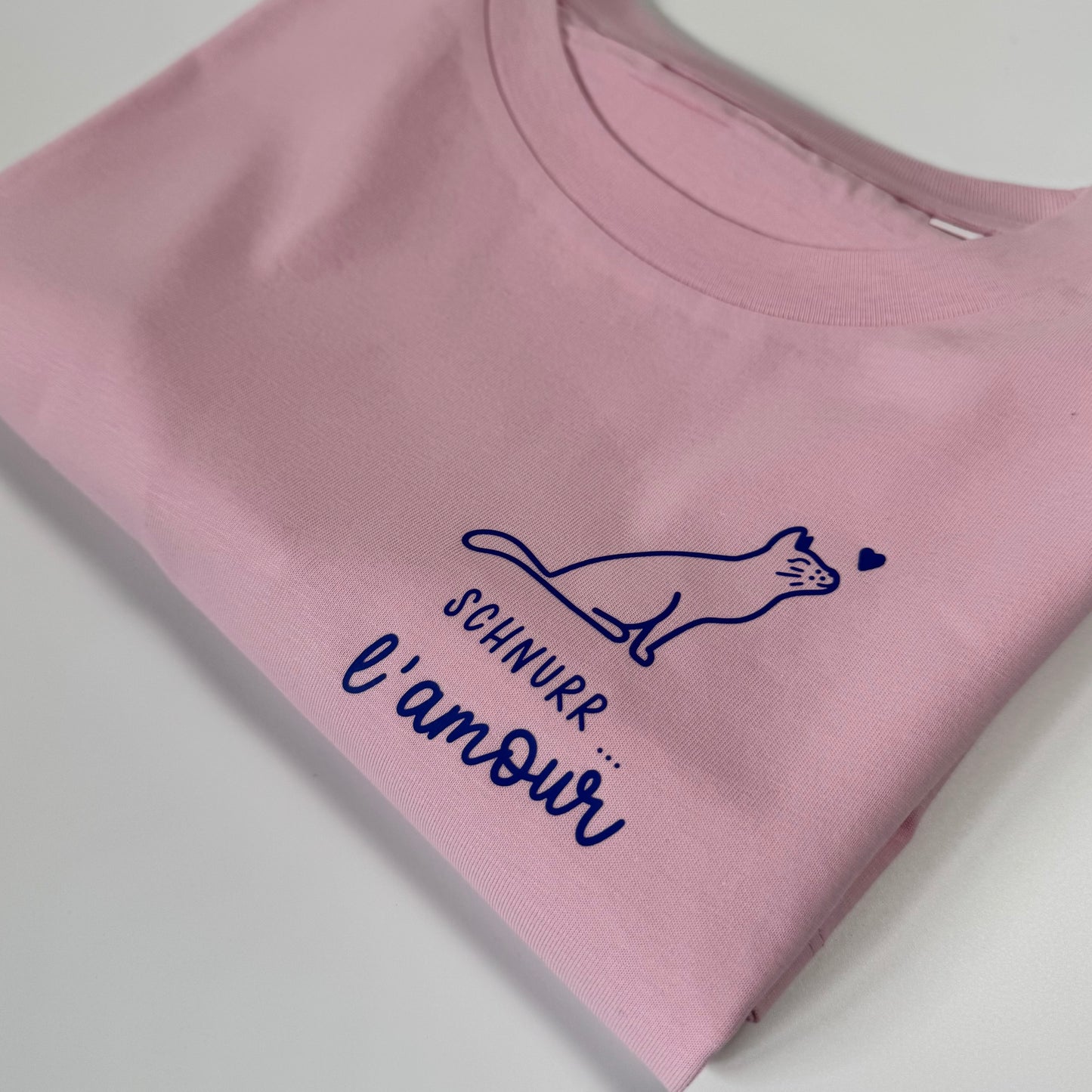T-Shirt Frauen Katze Schnurr l‘amour (B): Rosa / Blau