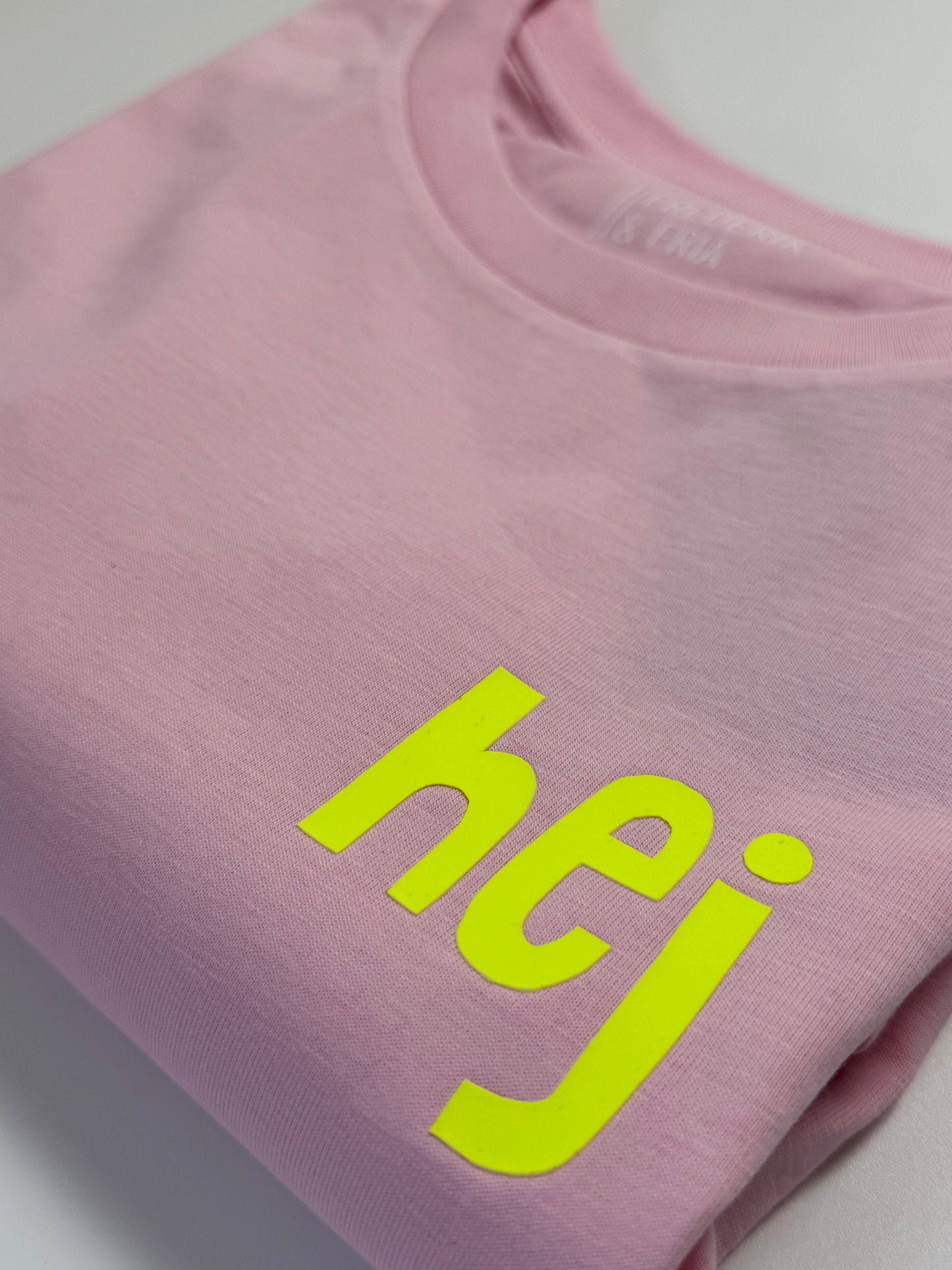 T-Shirt Frauen ‚hej‘ (B): Rosa / Neon Gelb