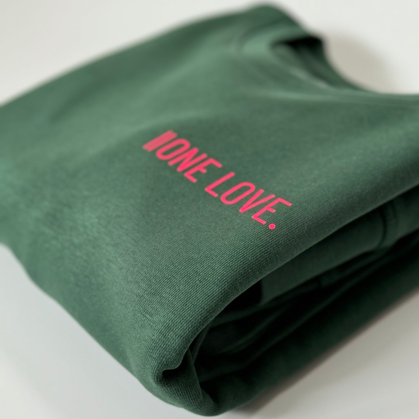 Sweatshirt Unisex 'One Love.': Bottle Green / Neon Pink