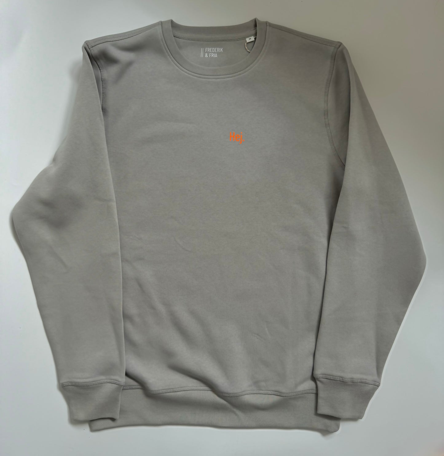 Sweatshirt Unisex 'Hej.': Opal Grau / Neon Orange