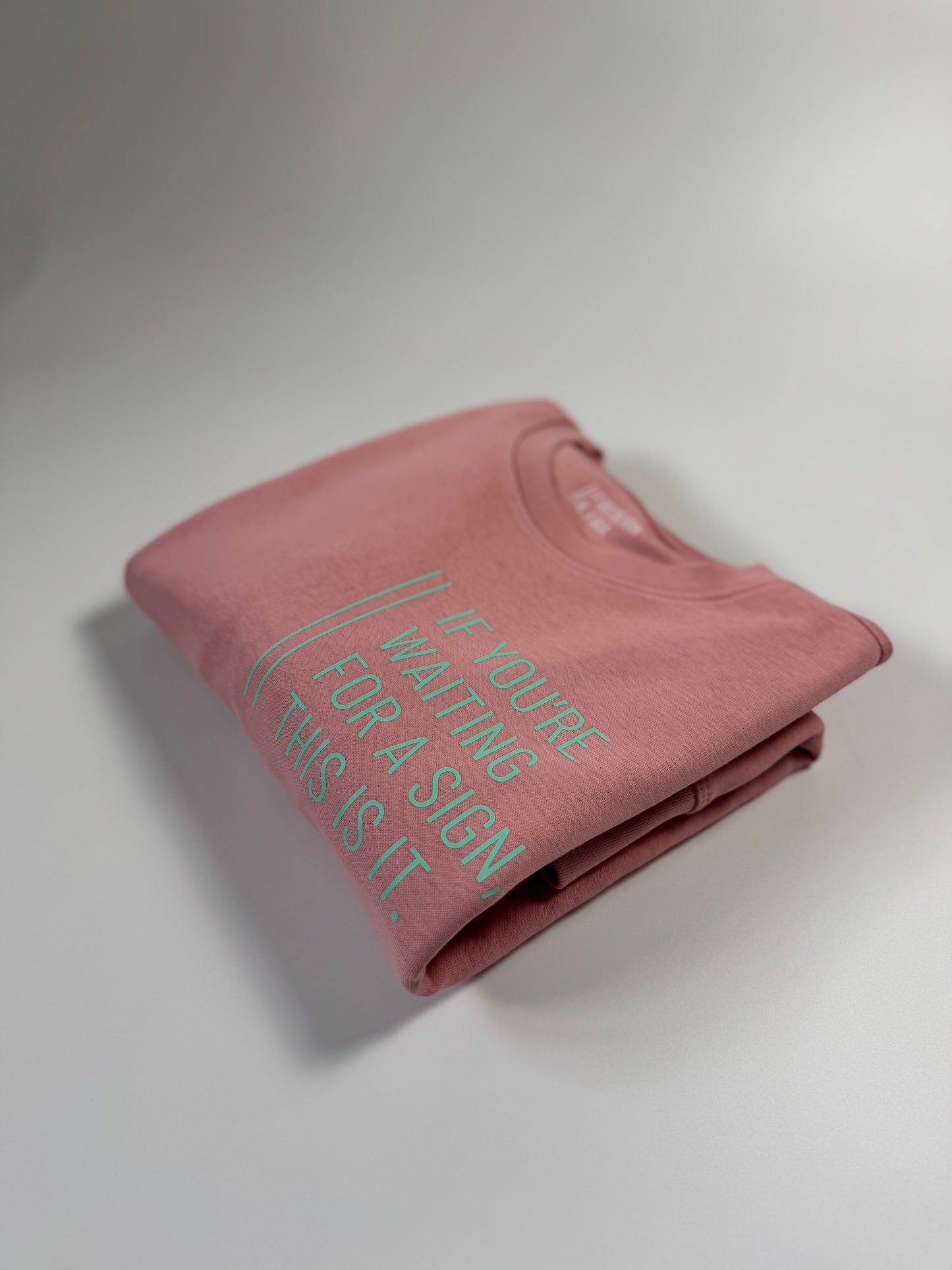 Sweatshirt Unisex ‚If you’re waiting for a sign, this is it.‘, Canyon Pink / Mint