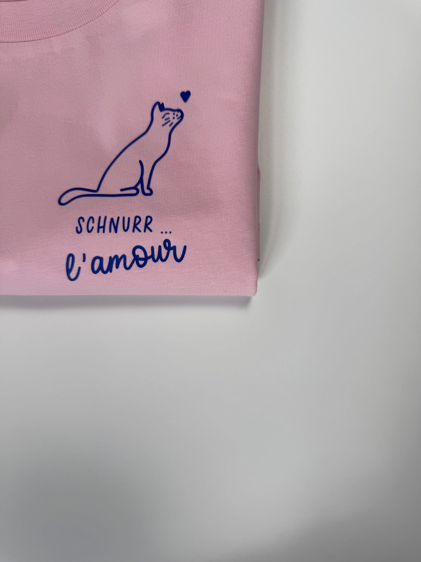 T-Shirt Frauen Katze Schnurr l‘amour (B): Rosa / Blau