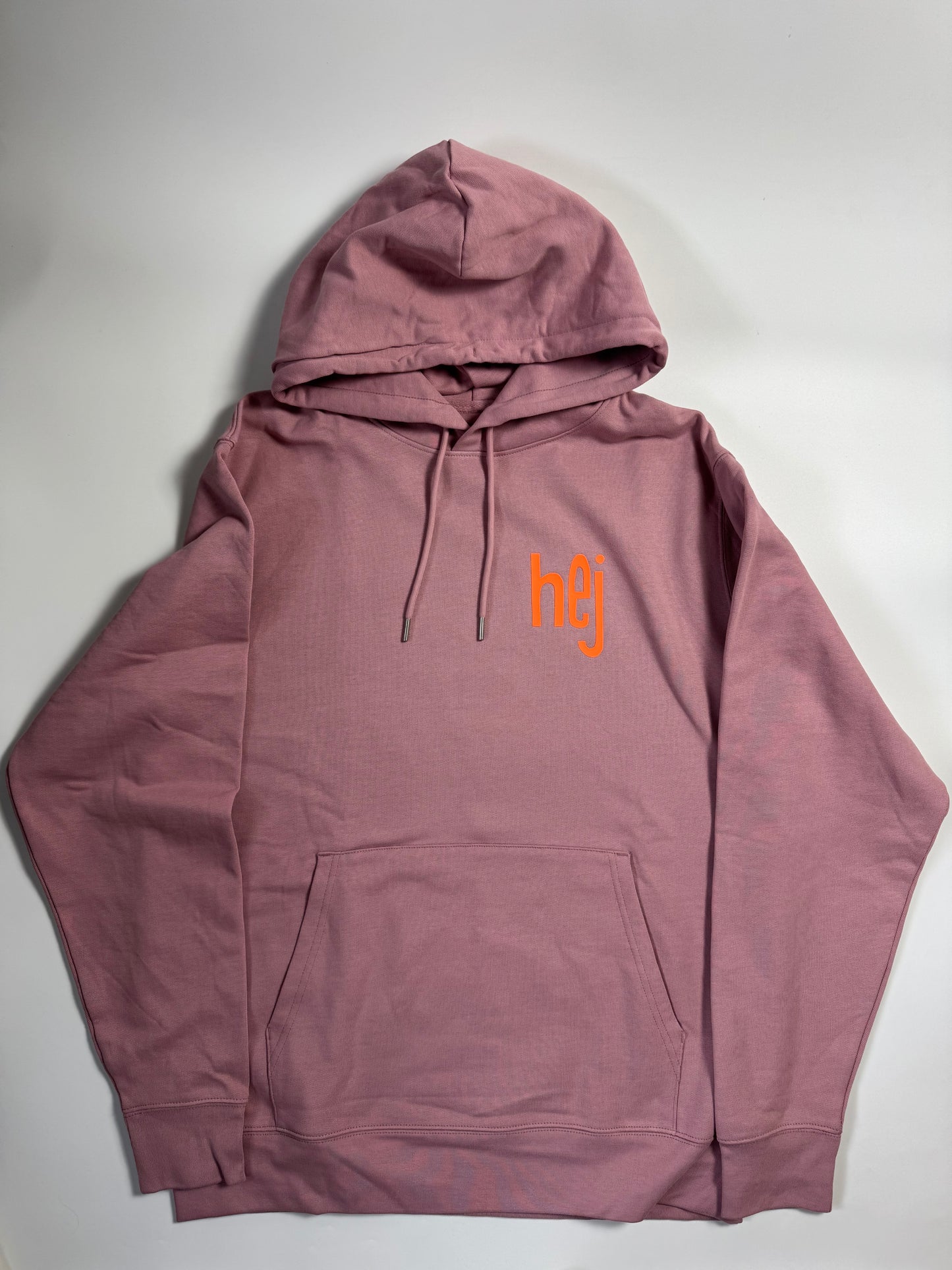 Hoodie Unisex 'hej': Rosalila / Neon Orange