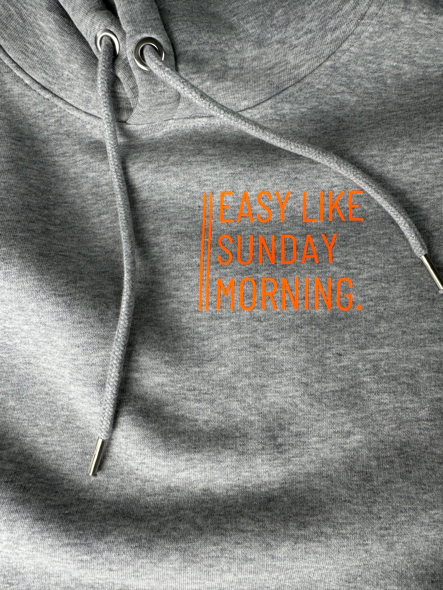 Hoodie Unisex 'Easy like Sunday morning.': Heather Grey / Neon Orange