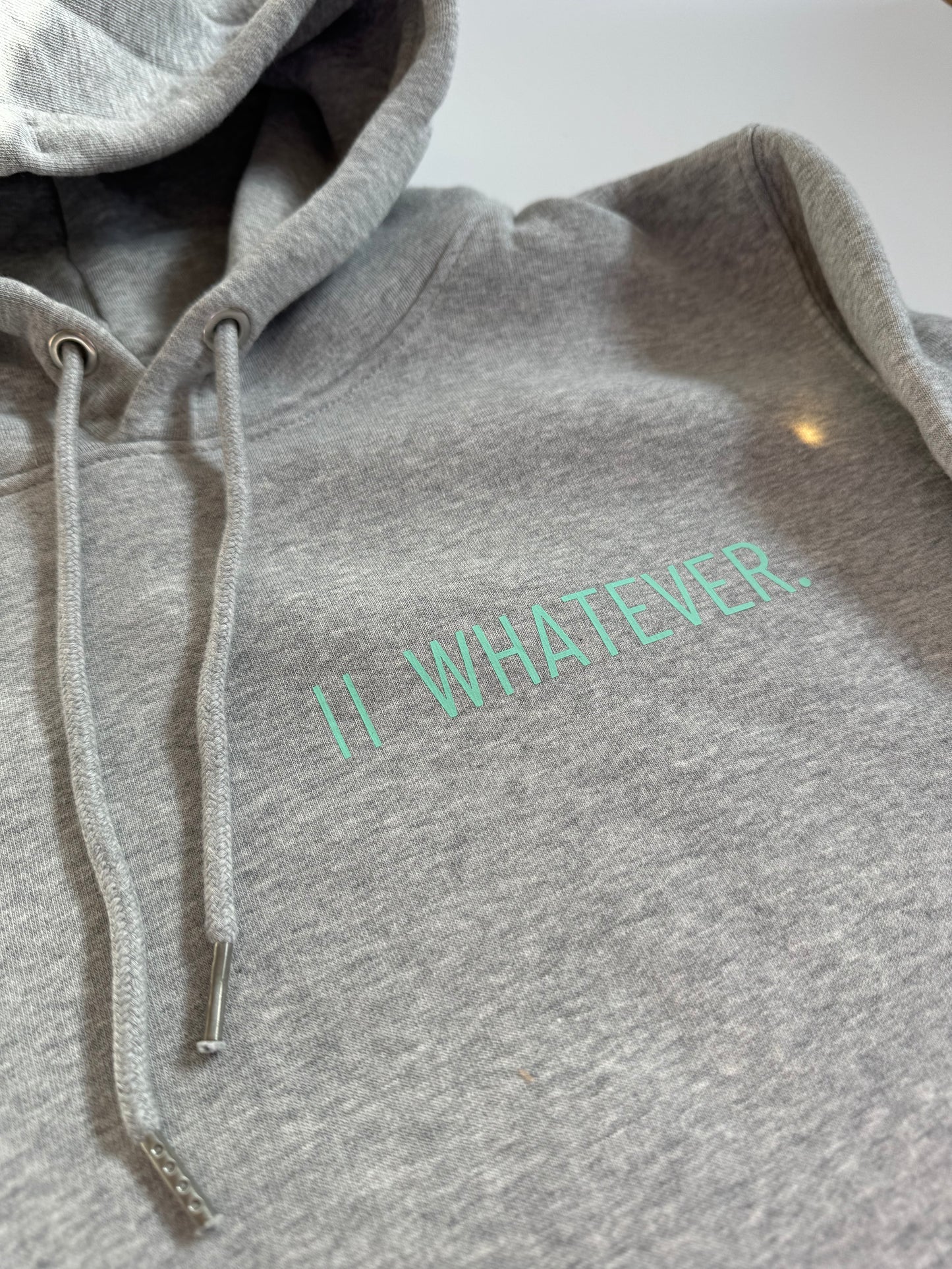 Hoodie Unisex 'Whatever.': Heather Grey / Blass Türkis
