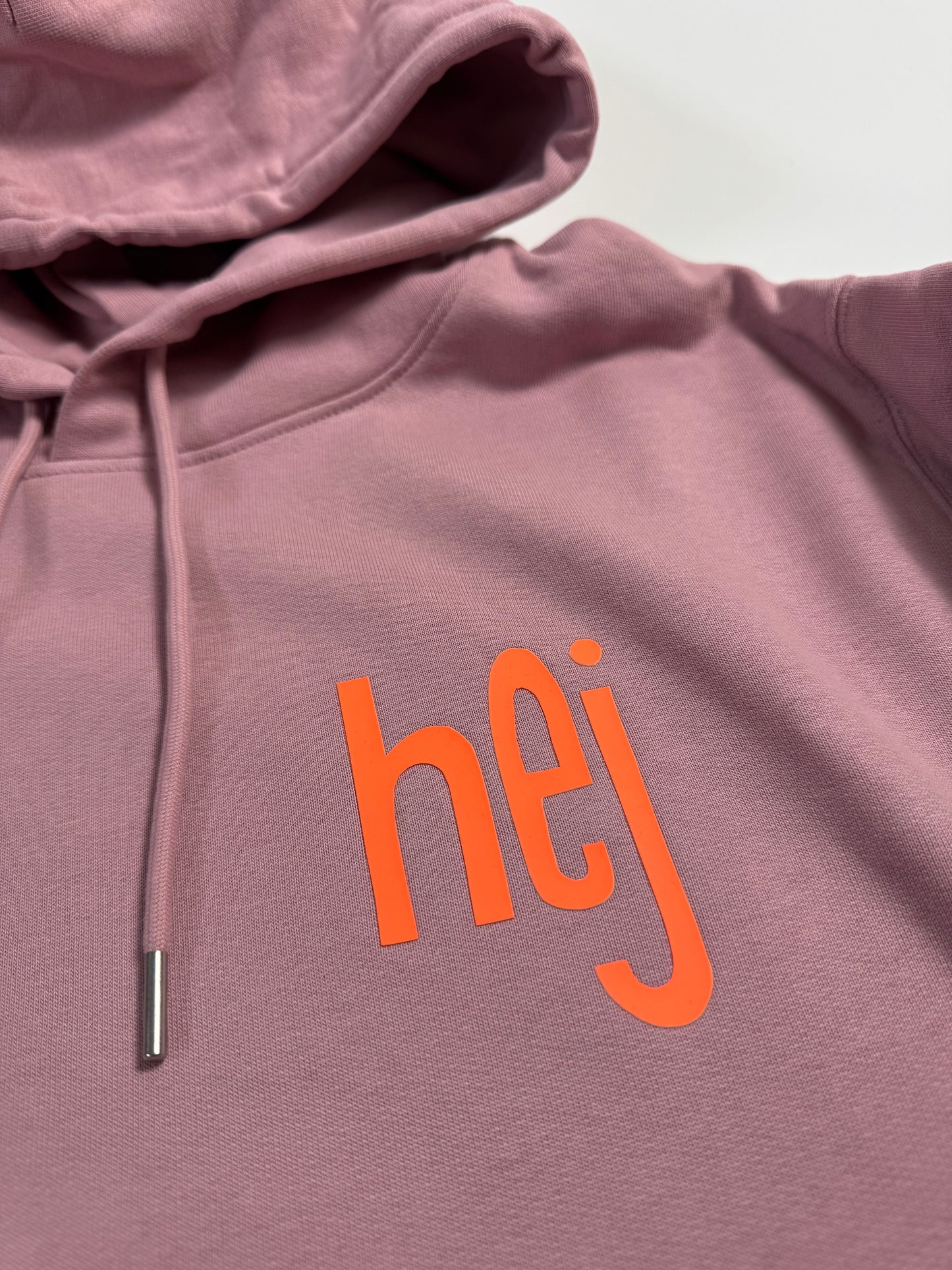 Hoodie Unisex 'hej': Rosalila / Neon Orange