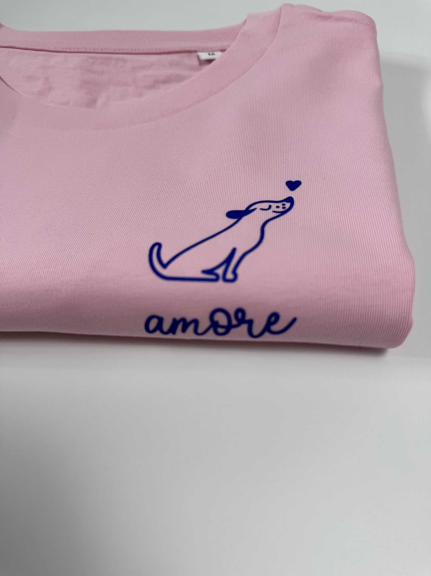 T-Shirt Frauen Hund Amore (B): Rosa / Blau