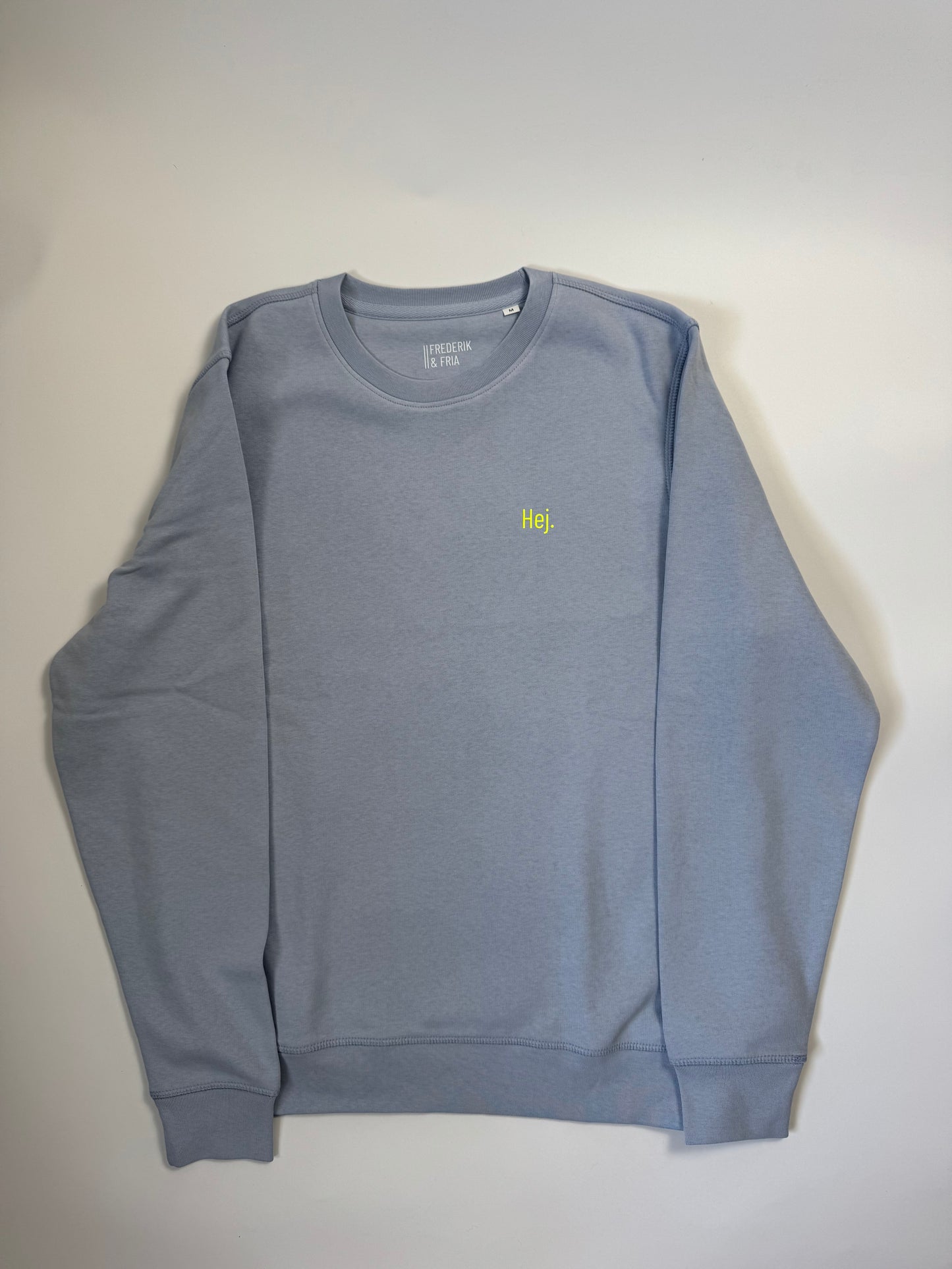 Sweatshirt Unisex 'Hej.': Serene Blue / Neon Gelb