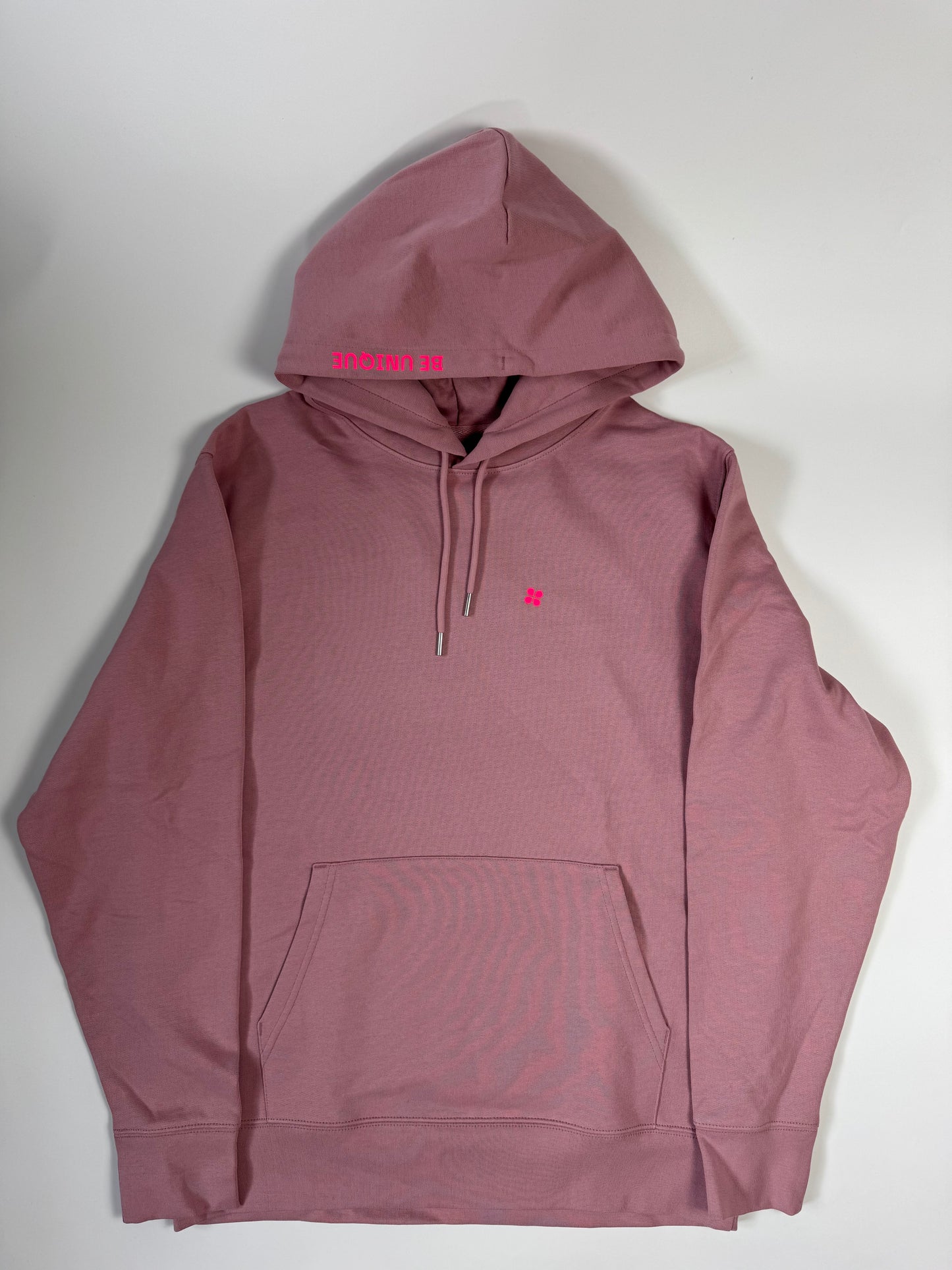 Hoodie Unisex 'Be unique.': Rosalila / Neon Pink