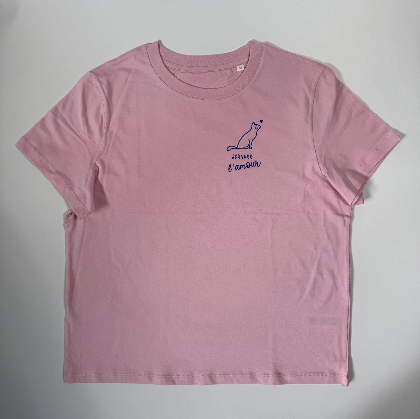 T-Shirt Frauen Katze Schnurr l‘amour (B): Rosa / Blau
