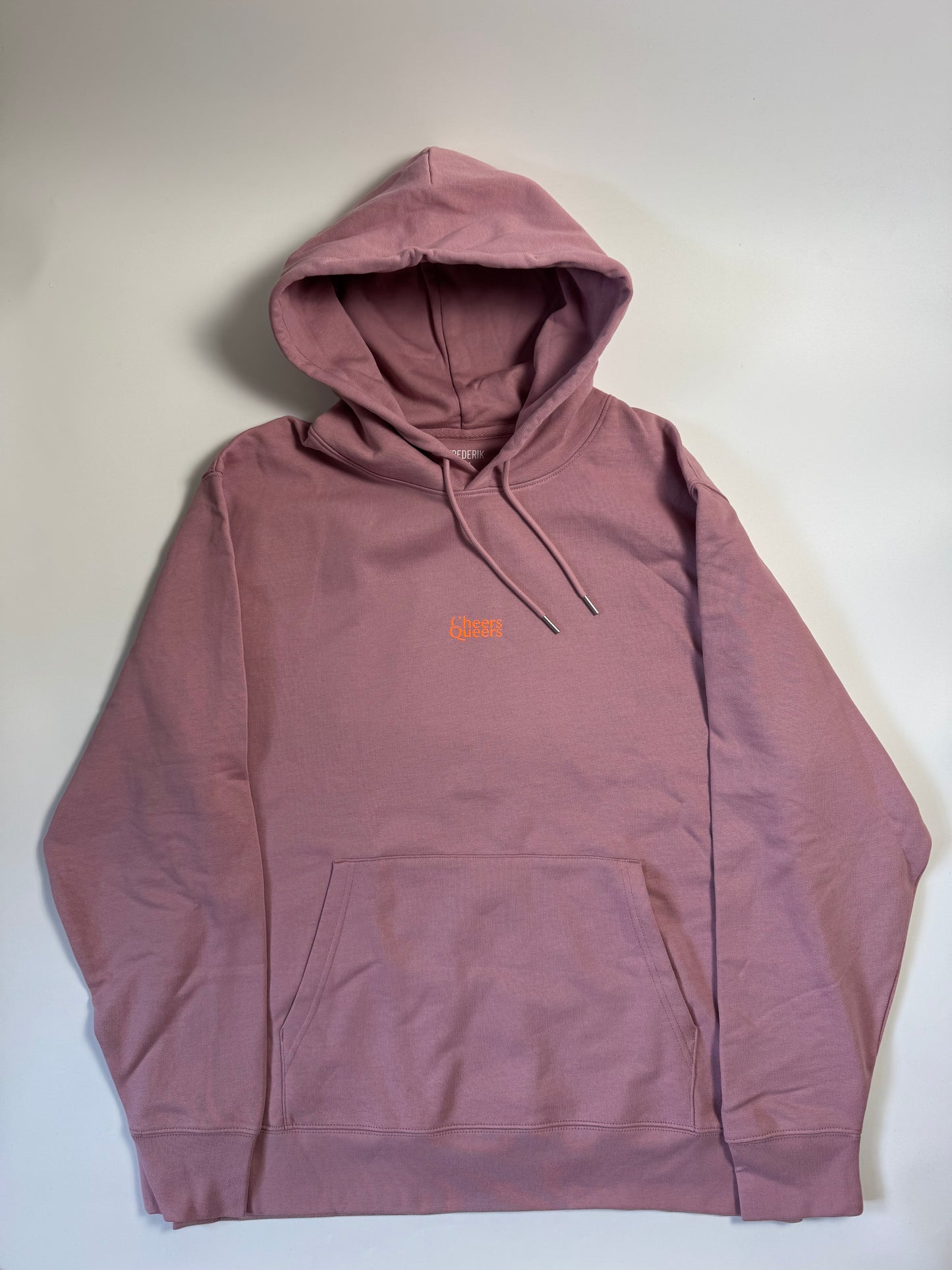 Hoodie Unisex, ‚Cheers Queers‘, Flieder / Neon Orange