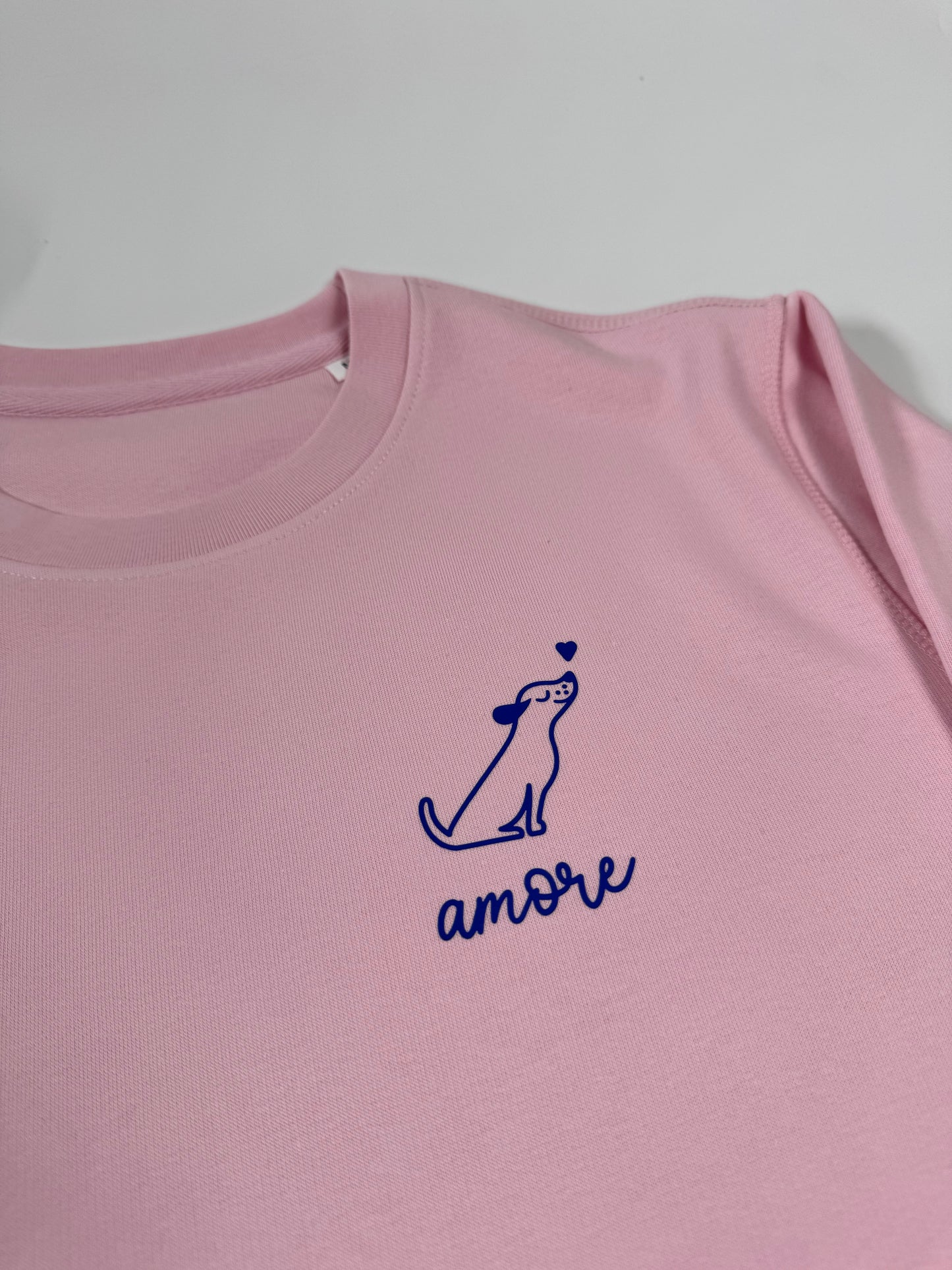Sweatshirt Unisex Hund Amore (B), Rosa / Blau