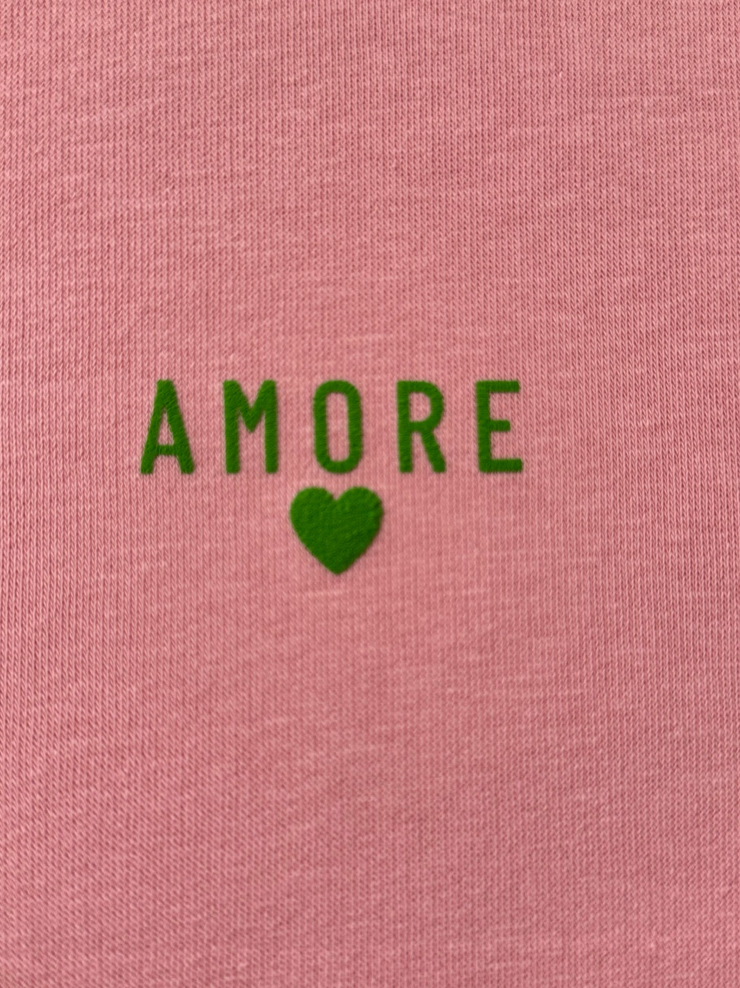 Sweatshirt Unisex 'Amore 🖤': Canyon Pink / Apfelgrün