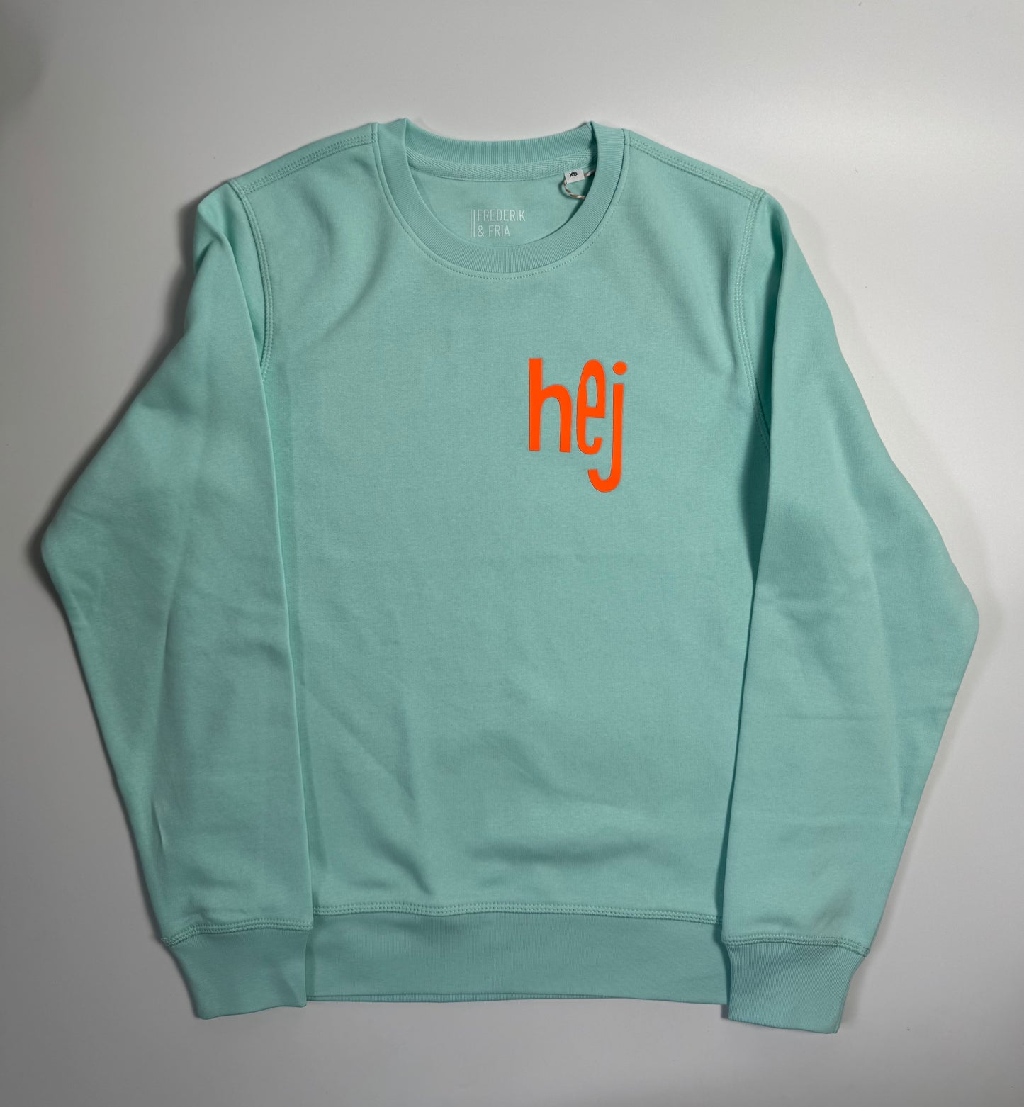 Sweatshirt Unisex 'hej': Caribean Blue / Neon Orange