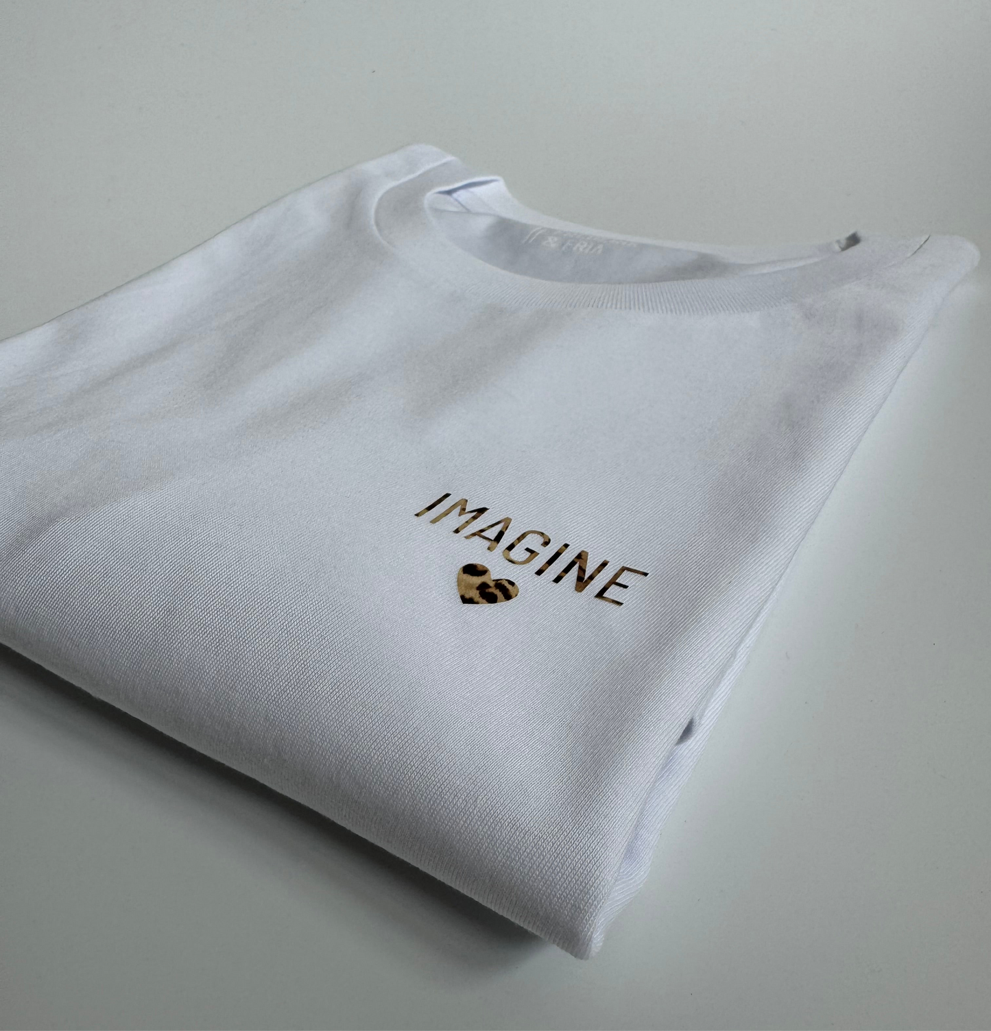 T-Shirt Unisex 'Imagine’, weiß / leo