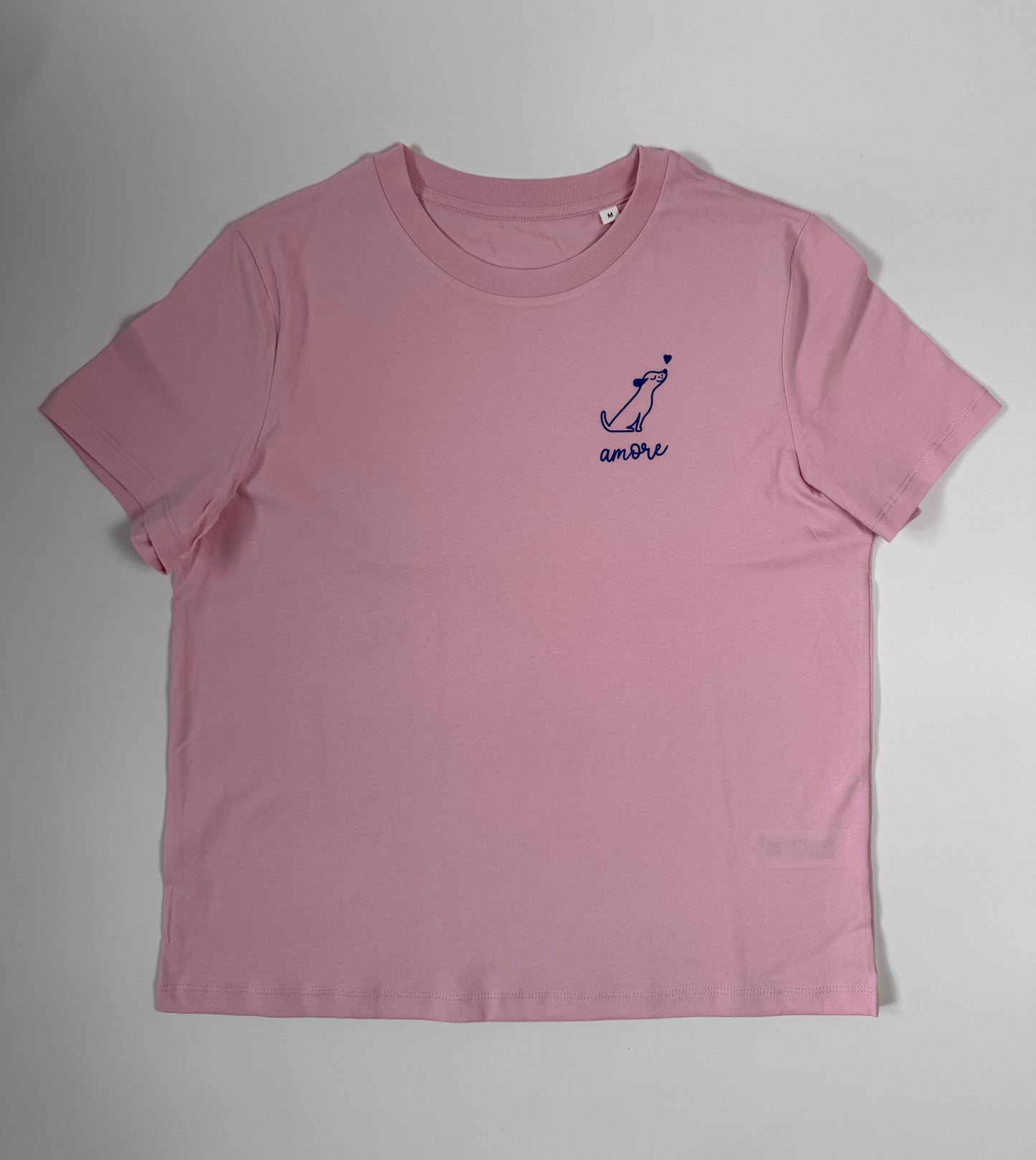 T-Shirt Frauen Hund Amore (B): Rosa / Blau