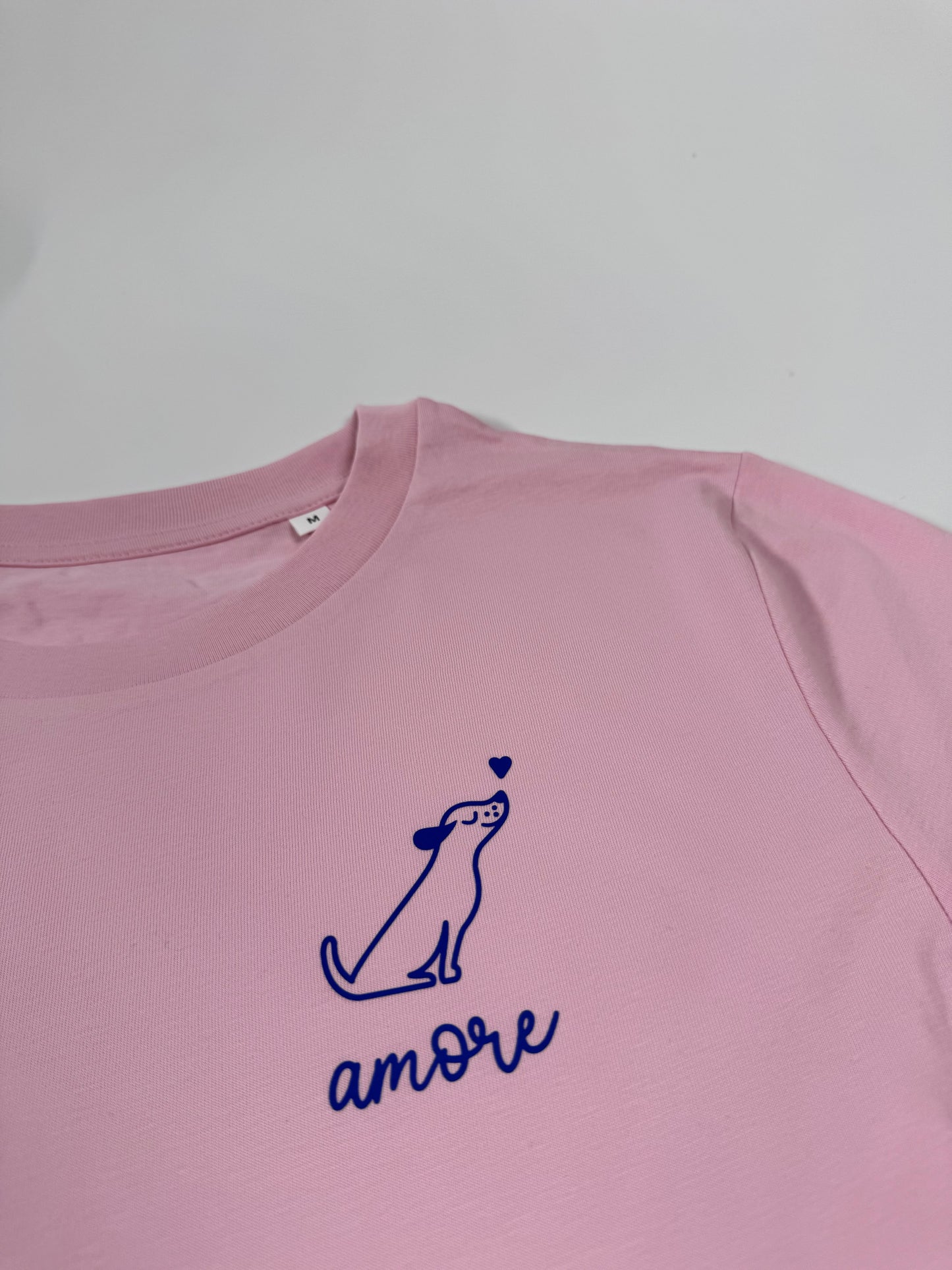 T-Shirt Frauen Hund Amore (B): Rosa / Blau