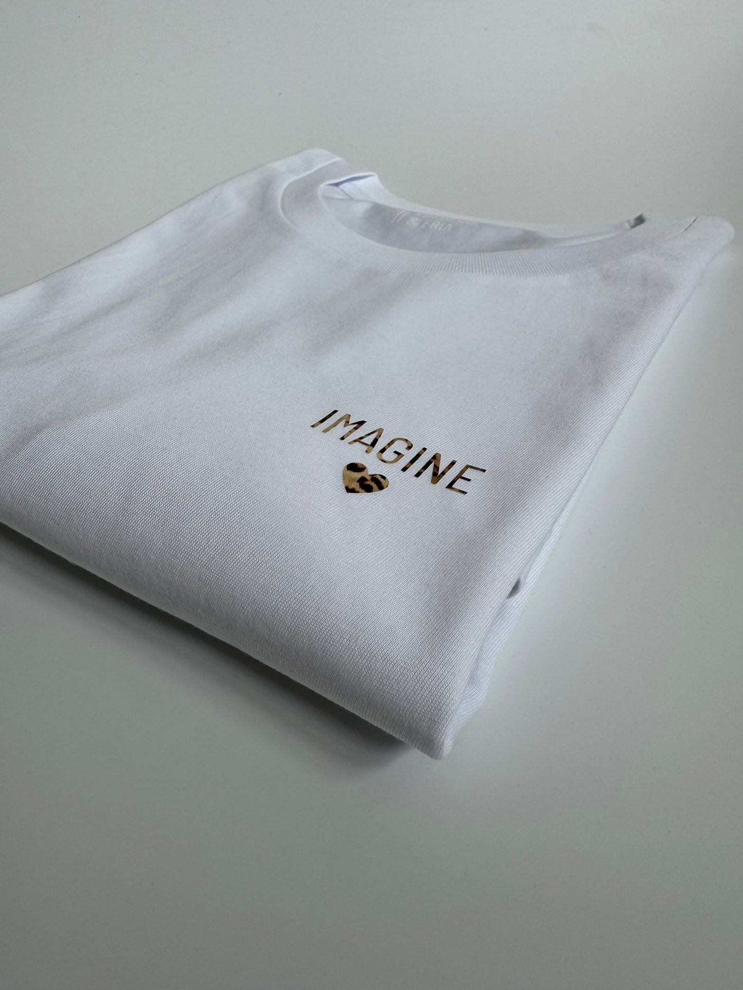 T-Shirt Unisex 'Imagine’, weiß / leo