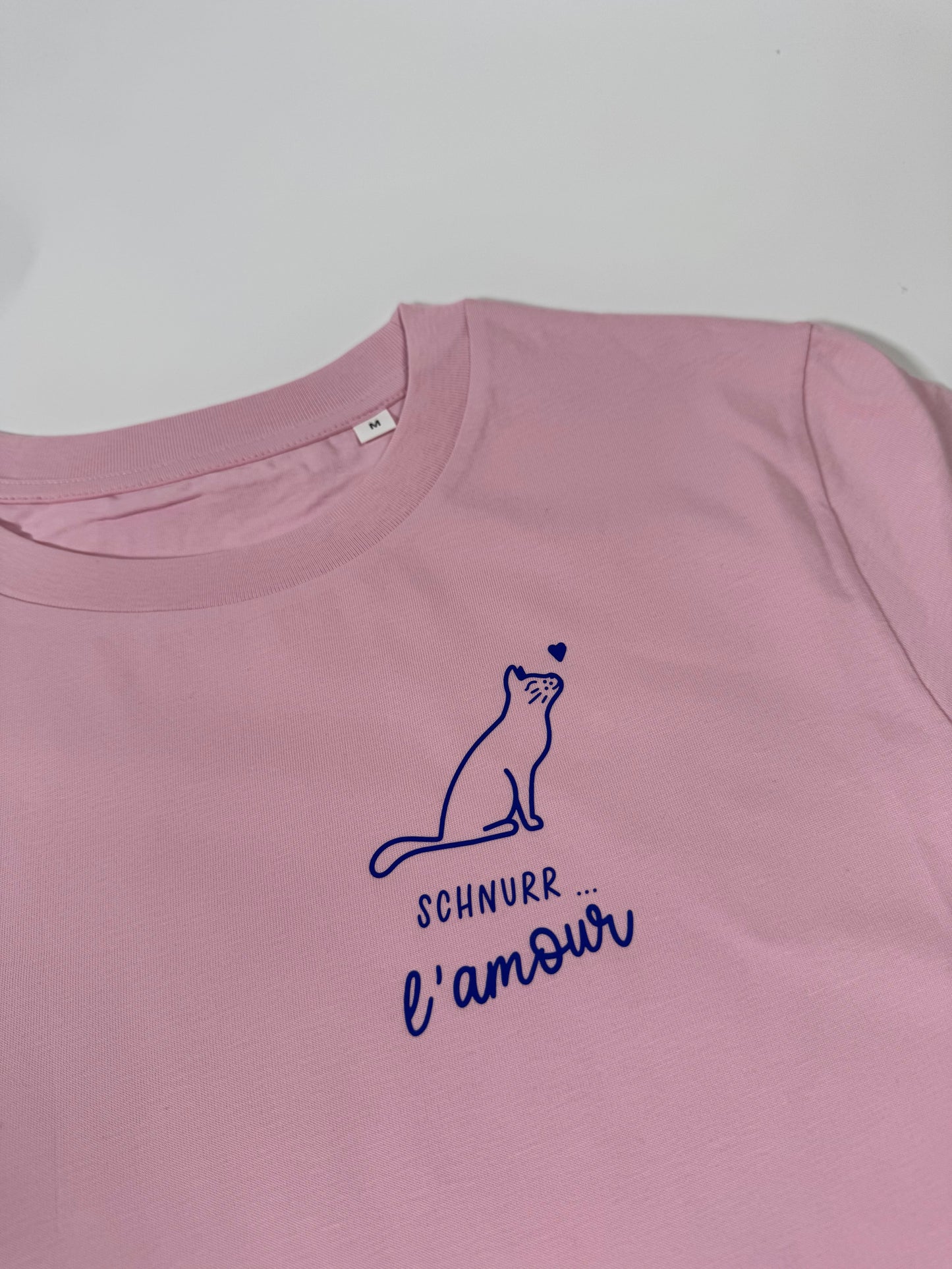 T-Shirt Frauen Katze Schnurr l‘amour (B): Rosa / Blau