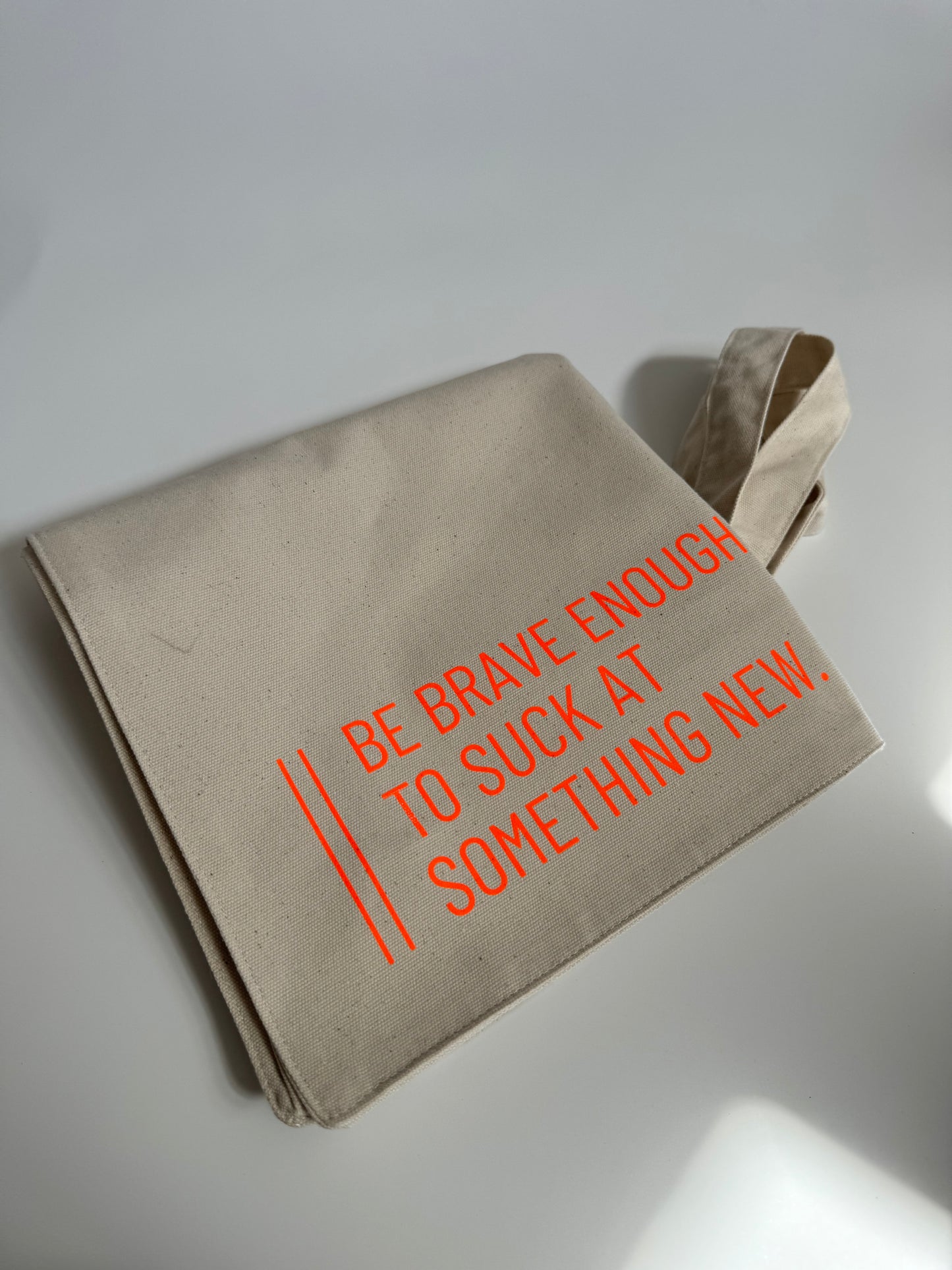Einkaufstasche 'Be brave enough...' Natural / Neon Orange