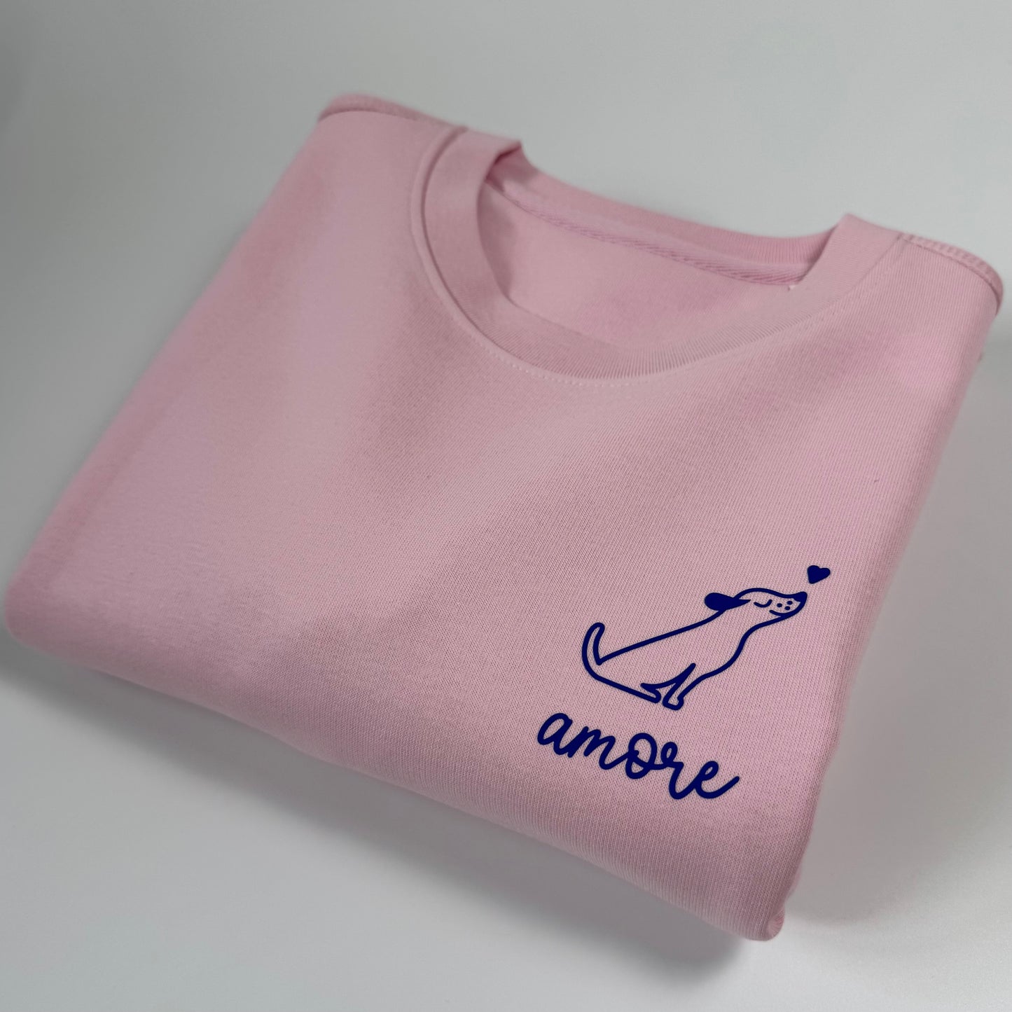 Sweatshirt Unisex Hund Amore (B), Rosa / Blau