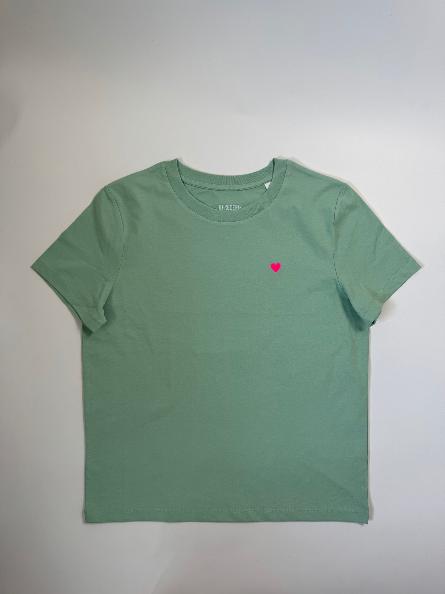 T-Shirt Frauen, Herzsruck: Jade / Neon Pink