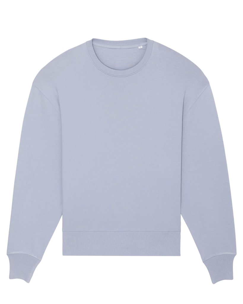 OVERSIZE Sweatshirt Frauen 'I'm not a morning person': Serene Blue / Neon Orange
