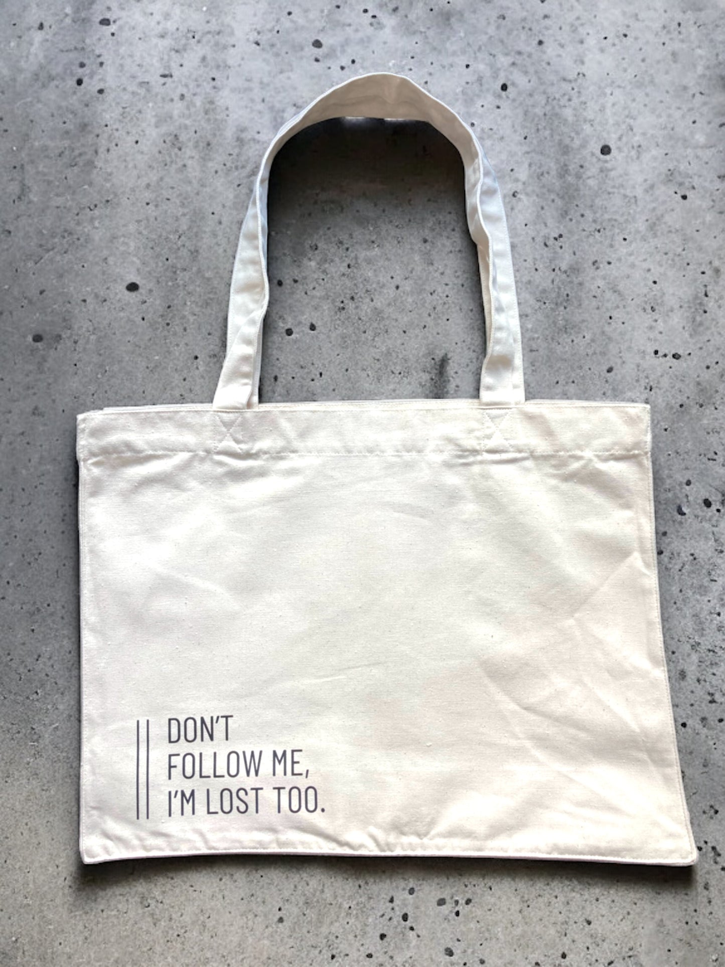 Einkaufstasche 'Don't follow me, I'm lost too.' Natural / schwarz