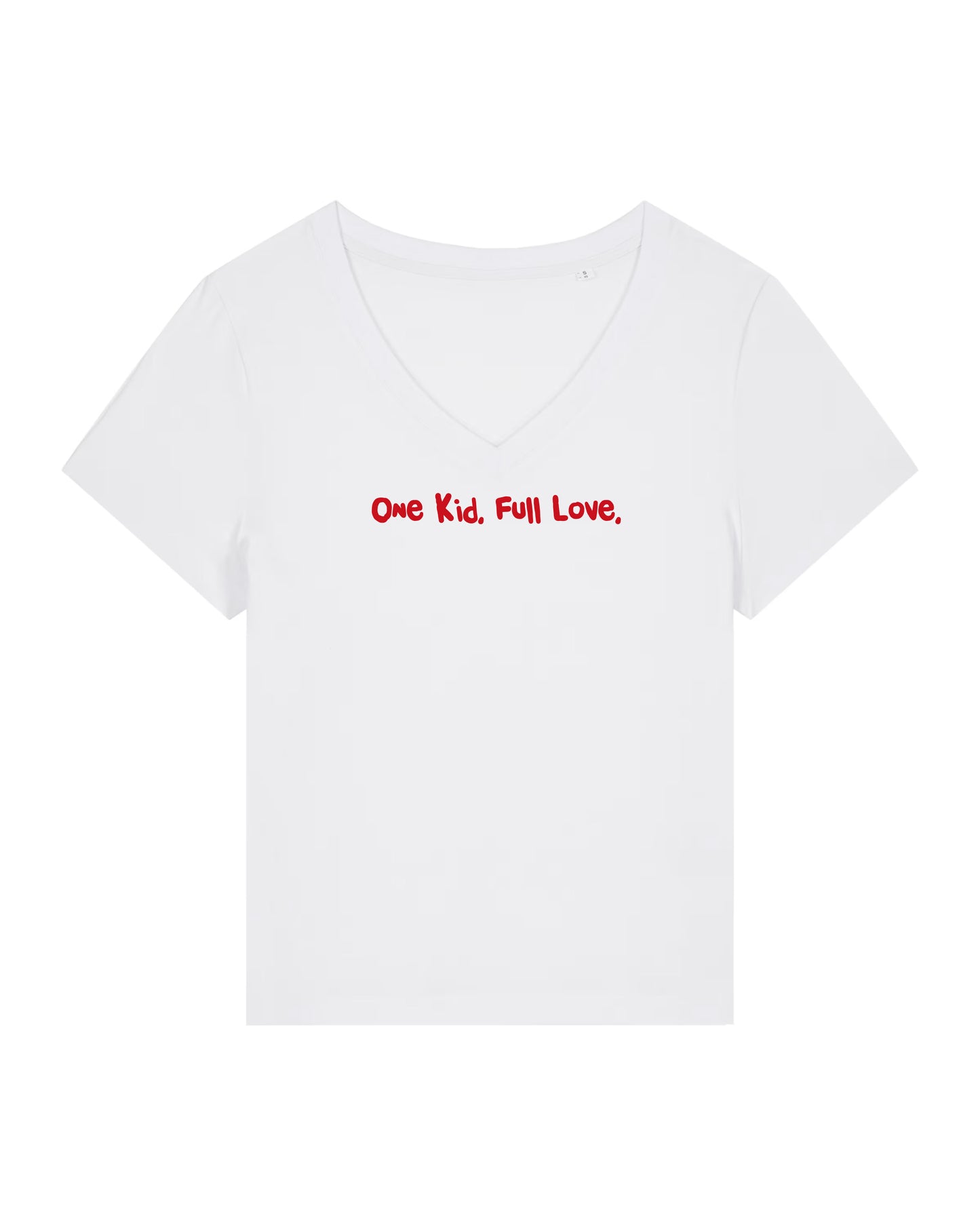 T-Shirt Frauen, V-Ausschnitt, Frau Zauberschön, Weiß / Rot