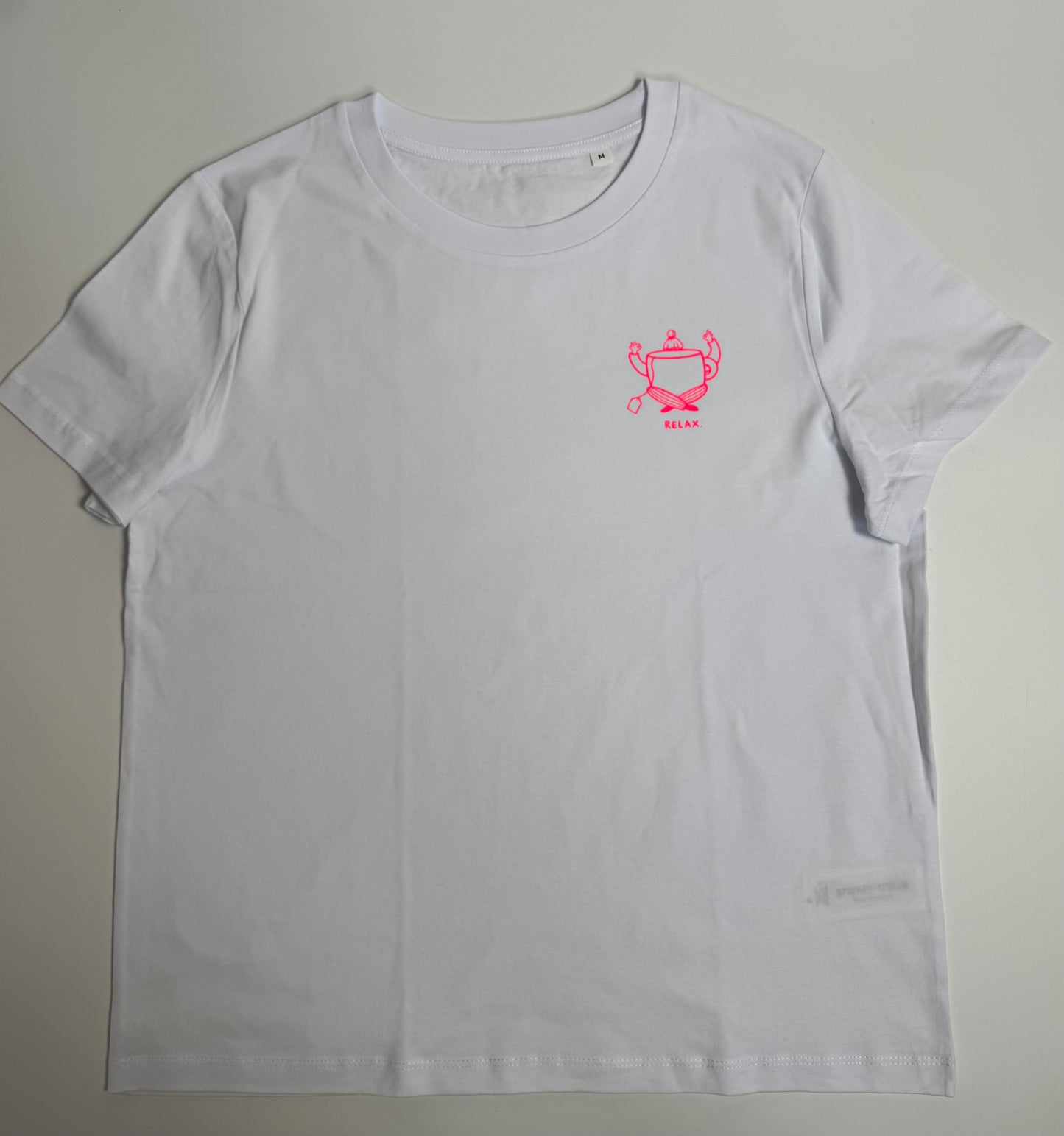 T-Shirt, Frauen, Relax, Weiß / Neon Pink, Neon Orange