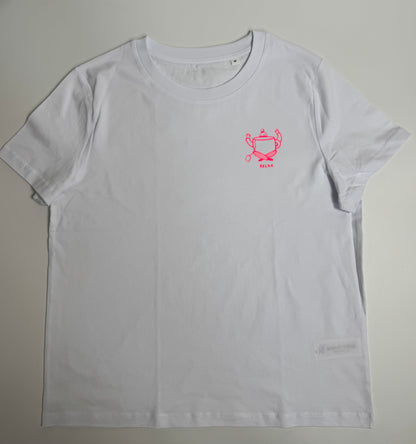 T-Shirt, Frauen, Relax, Weiß / Neon Pink, Neon Orange