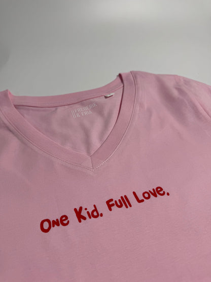 T-Shirt Frauen, V-Ausschnitt, Frau Zauberschön, Rosa / Rot