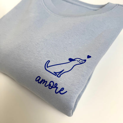 Sweatshirt Unisex Hund Amore, Serene Blue / Blau
