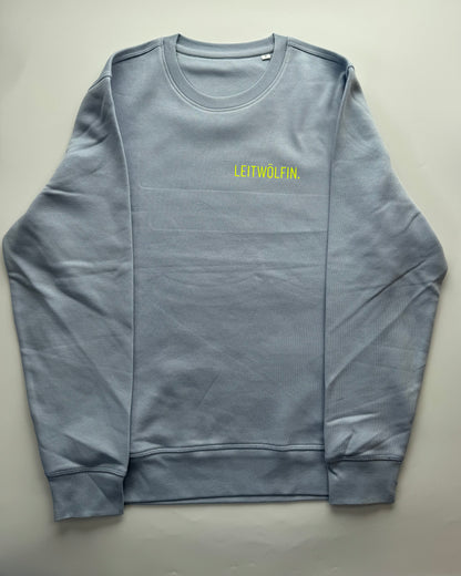 Sweatshirt ‚Leitwölfin.‘ (B), Serene Blue / Neon Gelb