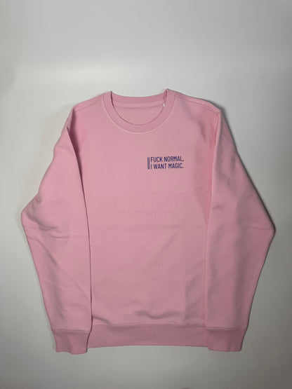 Sweatshirt Unisex ‚Fuck normal, I want magic.‘ (B), Rosa / Blau