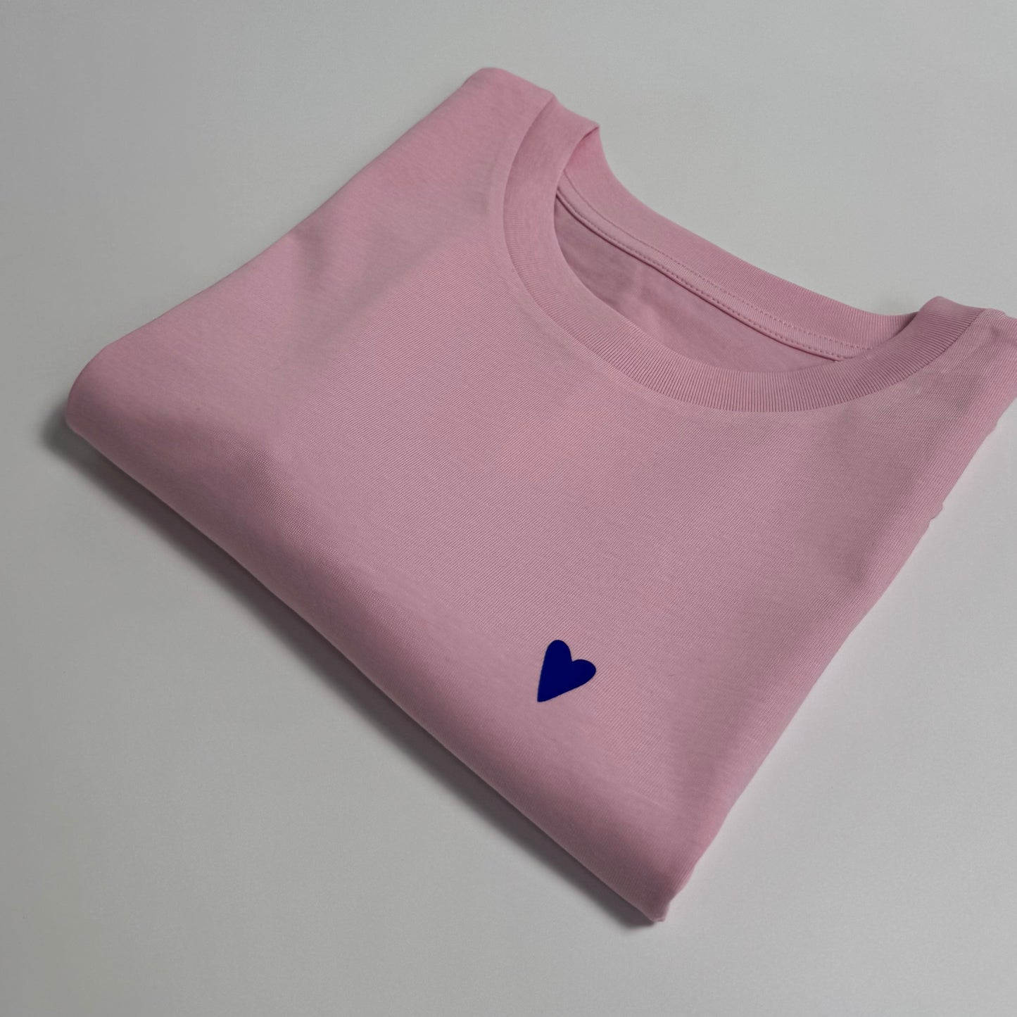T-Shirt, Frauen, Herz, Rosa / Blau