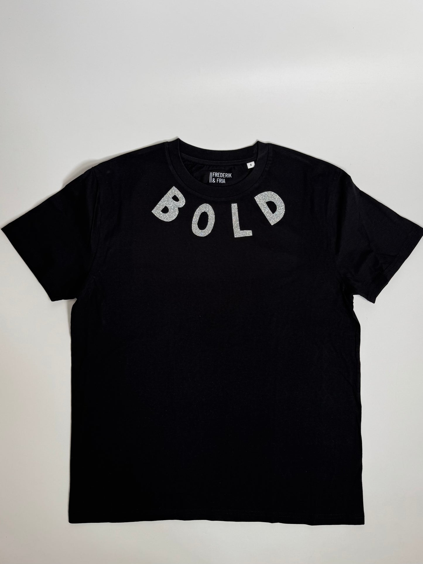 T-Shirt Unisex, BOLD, Schwarz / Silber Glitzer