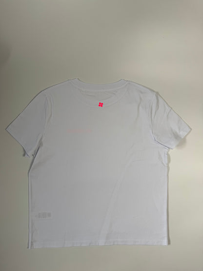 T-Shirt Frauen ‚Be unique’, Weiß / Neon Pink