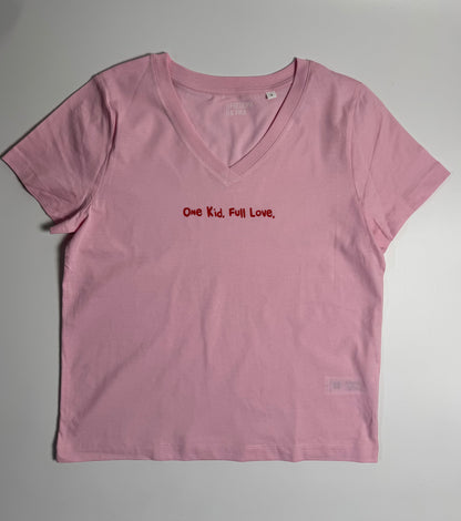T-Shirt Frauen, V-Ausschnitt, Frau Zauberschön, Rosa / Rot