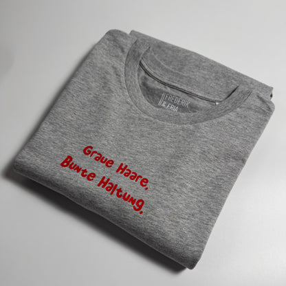 T-Shirt Unisex, Frau Zauberschön, Grau / Rot