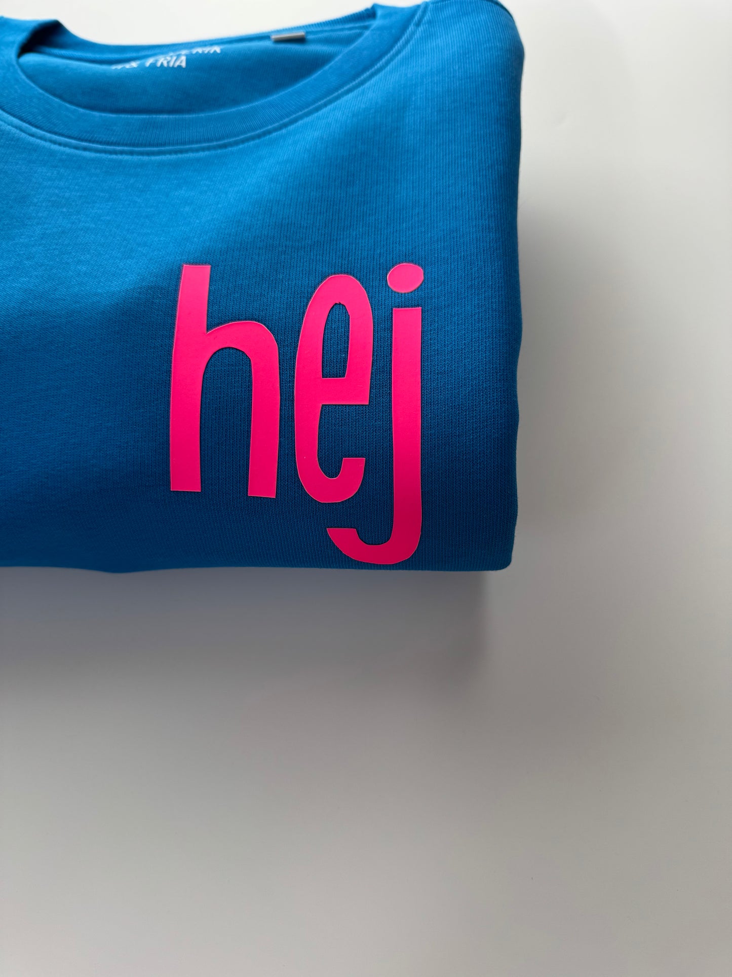 Sweatshirt Unisex 'hej': Pazifik Blau / Neon Pink