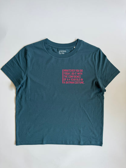 T-Shirt, Frauen, ‚…batman…‘, Petrol / Neon Pink