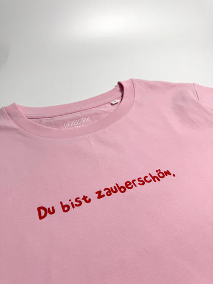 T-Shirt Frauen, Rundhals, Frau Zauberschön, Rosa / Rot