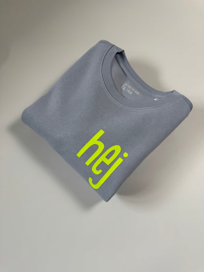 Sweatshirt ‚hej.‘ (B), Serene Blue / Neon Gelb