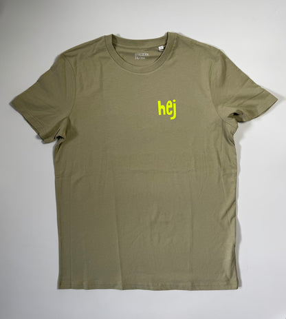 T-Shirt Unisex ‚hej.‘ Graugrün / Neon Gelb