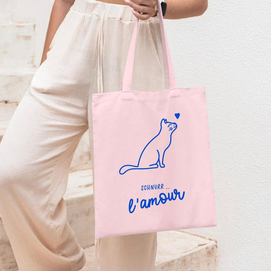 Tasche Katze Schnurr l‘amour, Rosa / Blau